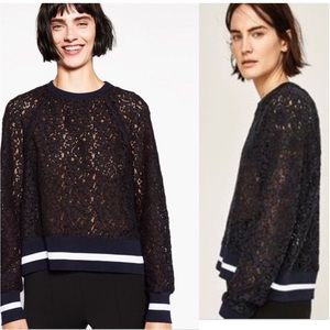 Zara Varsity Lace Blouse Size XS
